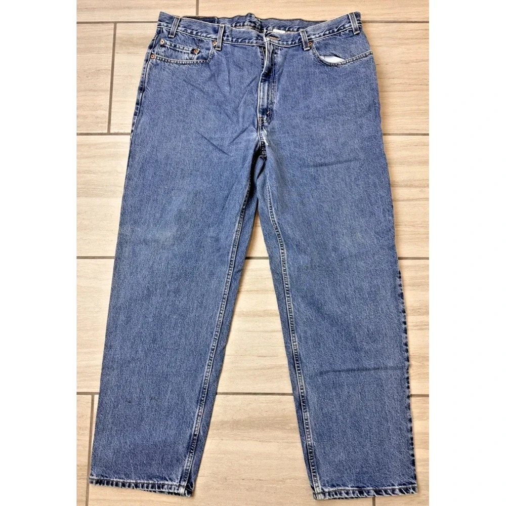 Levi's 550 Jeans Vintage Y2K Relaxed Fit Thrashed Distressed Denim 42X32 *SEE